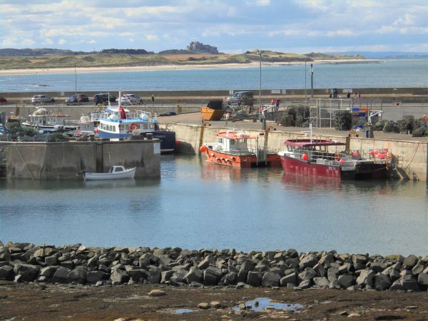 Seahouses Harbour and Bamburgh Castle